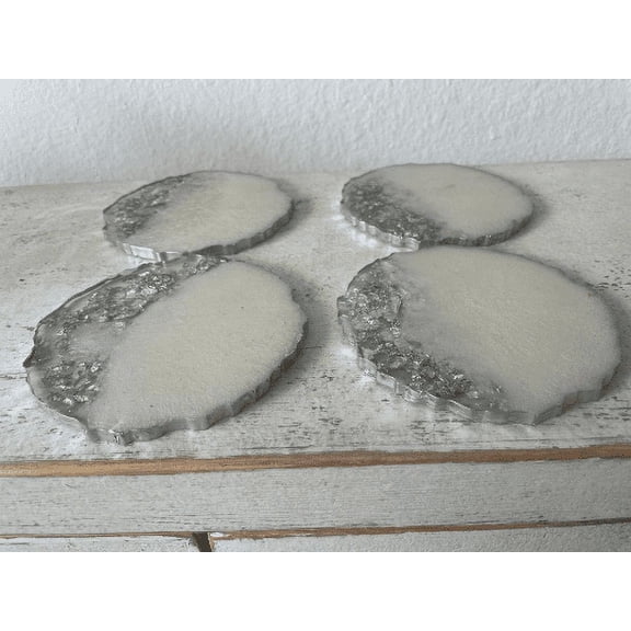 Circular Wavy Resin Epoxy Coasters Set of 4 Hand made