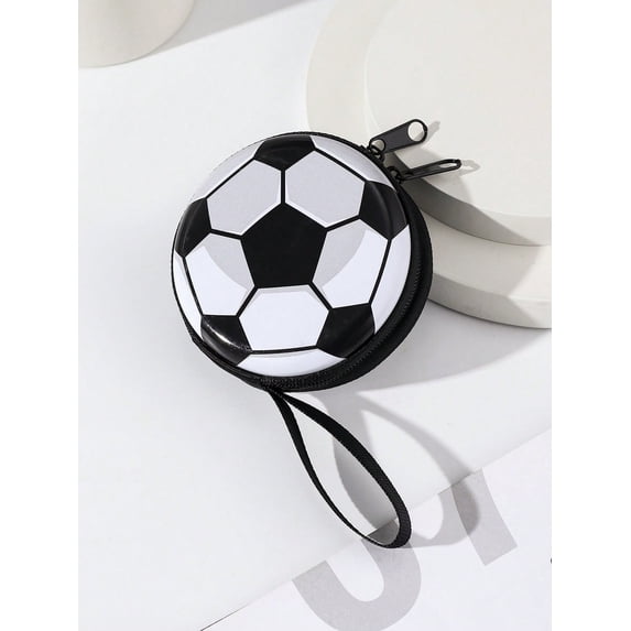 Circular Zipper Keychain Coin Wallet Sports 3D Blue Ball Storage Box Lightweight,Fashion Money For Anniversary,For Birthday Gift,For Gift White-Collar
