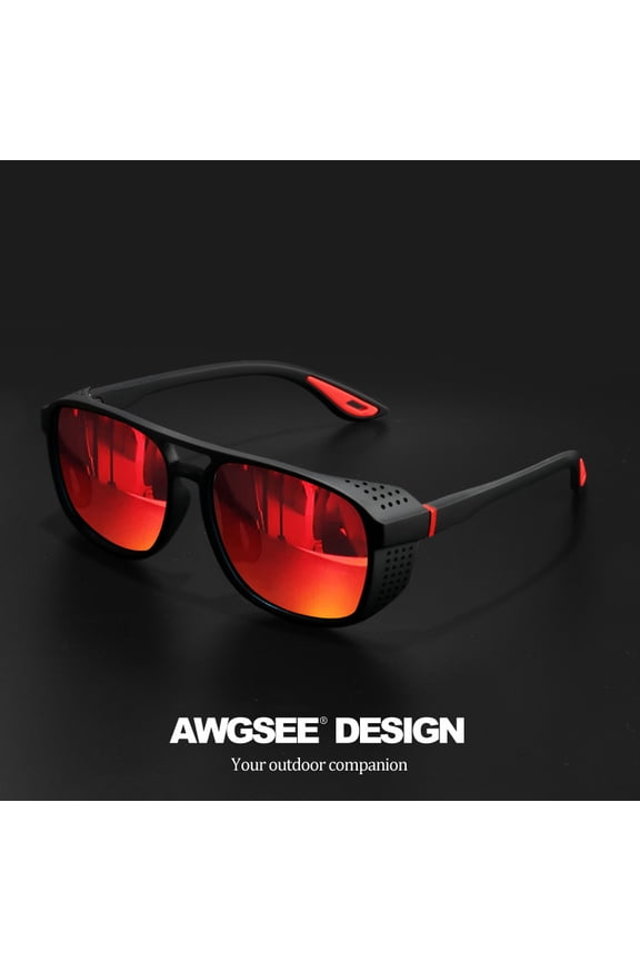 Circular polarized steampunk style sunglasses - fashionable polarized running glasses - ideal choice for fishing and driving. Durable side-hollowed frame, high-definition lenses