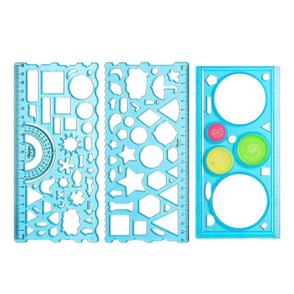 Circular template geometric drawing ruler tool for schools, offices, building templates, drawings - blue