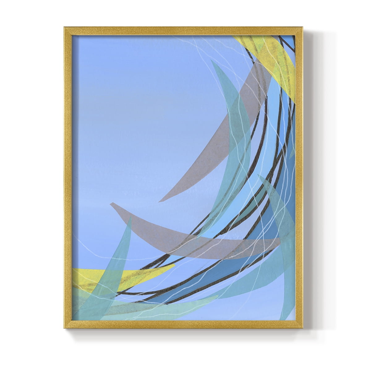 Circulating Flow II Framed Print in Gold Solid Wood Framed Print No Nail Hanging