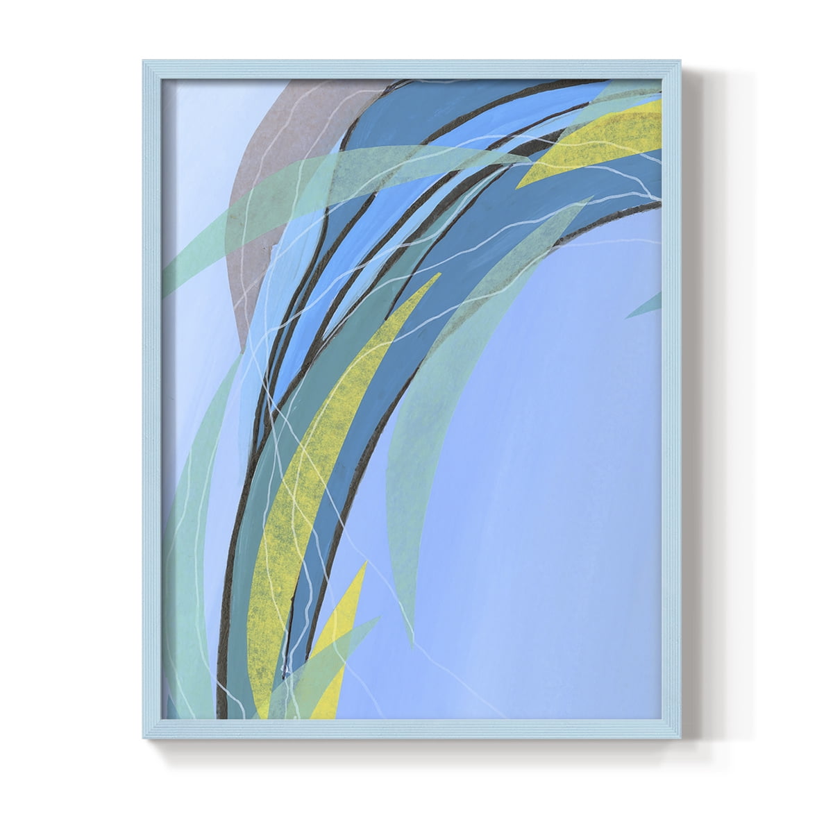 Circulating Flow III Framed Print in Blue Solid Wood Framed Print No Nail Hanging