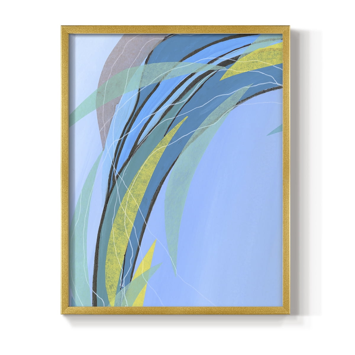 Circulating Flow III Framed Print in Gold Solid Wood Framed Print No Nail Hanging