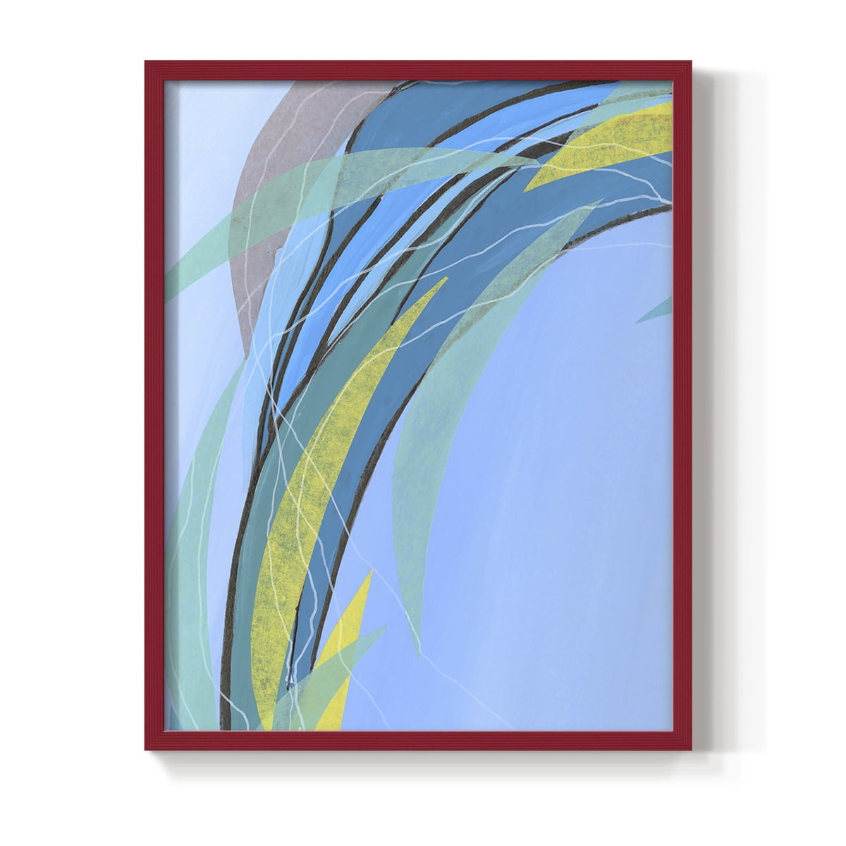 Circulating Flow III Framed Print in Red Solid Wood Framed Print No Nail Hanging