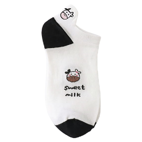 Circulation Compression Socks for Women Men Socks Short Bootie Fuzzy Breathable Cute Ankle Cotton Cow Pattern Fashion Japanese Heel Embroidery Machine Cat Socks Breathable Casual Socks