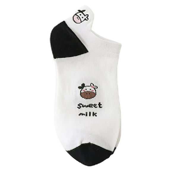 Circulation Compression Socks for Women Men Socks Short Bootie Fuzzy Breathable Cute Ankle Cotton Cow Pattern Fashion Japanese Heel Embroidery Machine Cat Socks Breathable Casual Socks