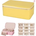 thumbnail image 1 of Circulatne Travel Jewelry Box Organizer with 12 Velvet Pouches, Portable PU Leather Jewelry Organizer Box, Storage for Rings, Earrings, Necklaces (Yellow), 1 of 8