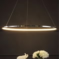 thumbnail image 1 of JONATHAN Y Brice 35" Modern Contemporary Metal Round Integrated LED Pendant, Chrome, 1 of 10
