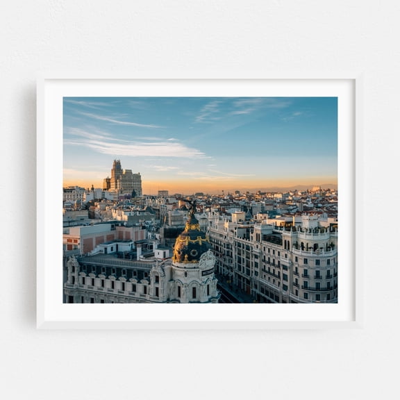 Circulo de Bellas Artes 01 - Madrid Spain Photography City Skyline Architecture Travel Poster Vintage Art Deco Street Photography White Framed Wall Art Print 5 x 7 inches