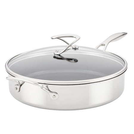 Circulon 5 Qt. SteelShield C-Series Tri-Ply Clad Nonstick Saute Pan with Lid and Helper Handle, Silver