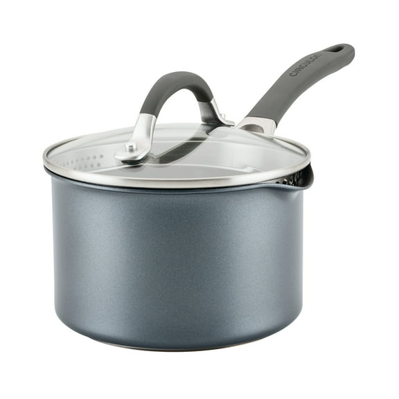 Circulon A1 Series ScratchDefense Nonstick Straining Saucepan with Lid, 2 Quart, Graphite