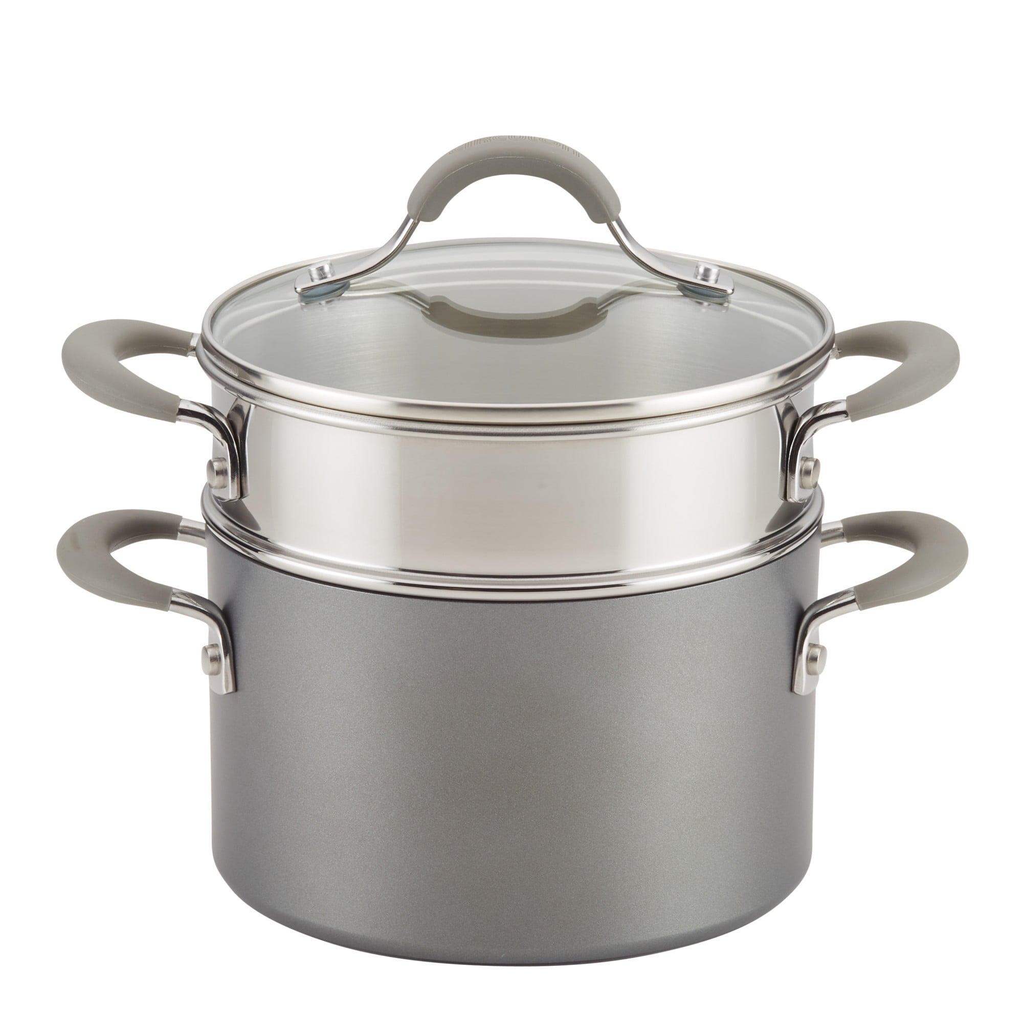 3-Tier 11.6 qt. Stainless Steel Steamer Insert Saucepot with Lid