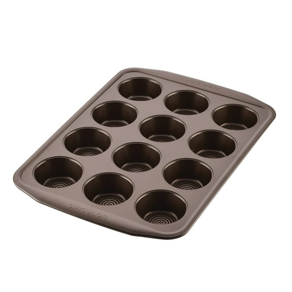 Circulon Nonstick Bakeware 12-Cup Muffin Pan, Chocolate Brown