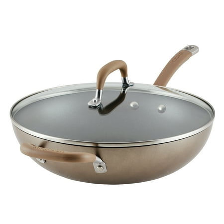Circulon Premier Professional Hard Anodized Nonstick Induction Jumbo Cooker with Helper Handle and Lid, 12 inch, Bronze