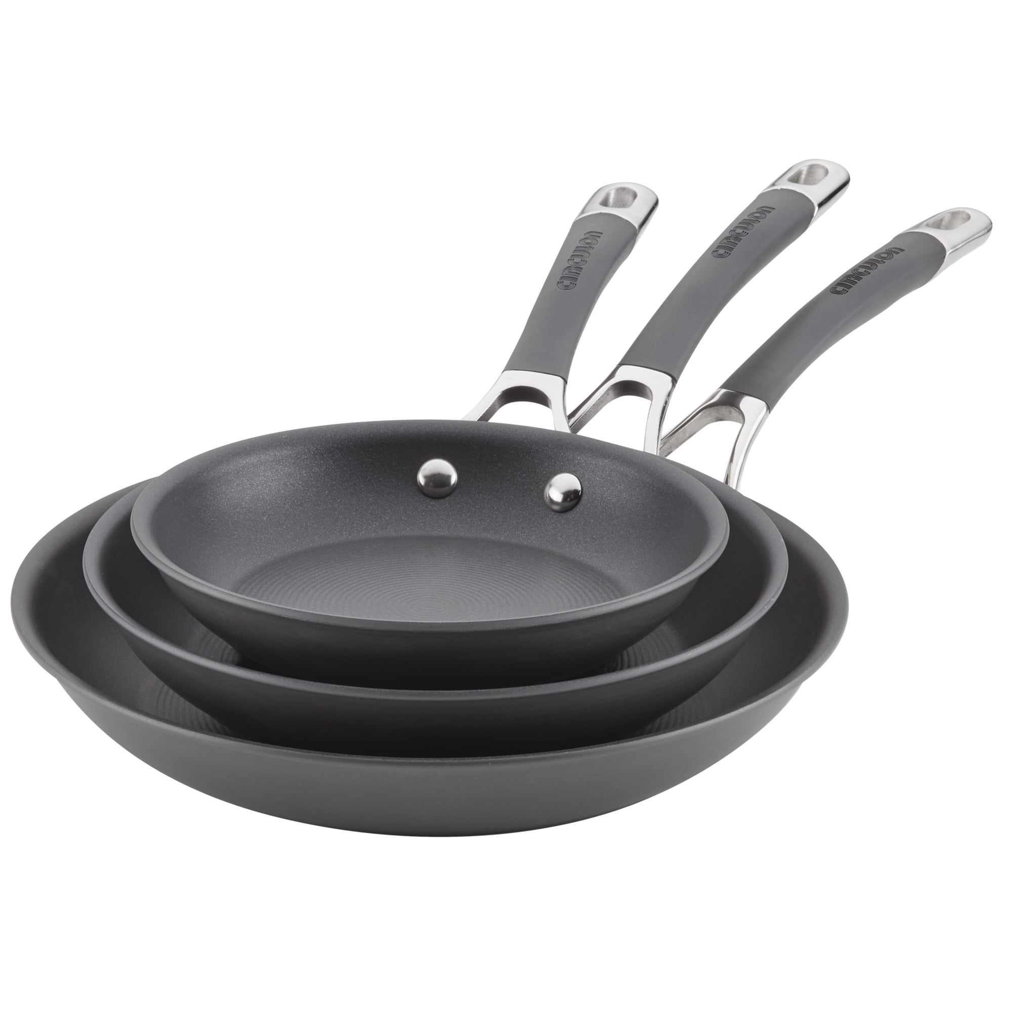 Circulon Radiance Gray Hard-Anodized Nonstick Frying Pan Set, 3-Piece