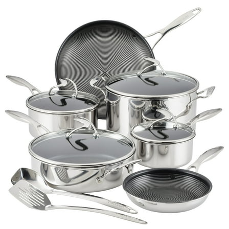 Circulon SteelShield 10 Pc Tri Ply Clad Nonstick Pots and Pans Set, Silver