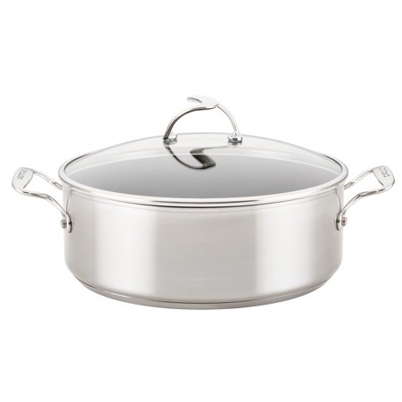 Circulon SteelShield 7.5 qt Stainless Steel Hybrid Nonstick Stockpot with Lid, Silver