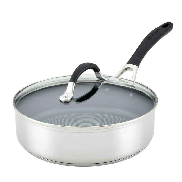Circulon SteelShield Stainless Steel Saucepan/Sauté Pan with Lid, 3 Quart,  Silver 