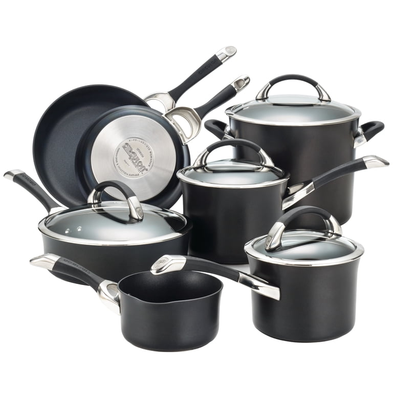 Circulon Symmetry 11 Piece Nonstick Pots and Pans Set, Black