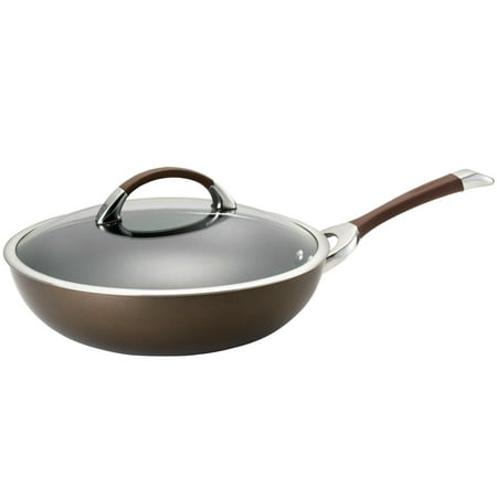 Circulon Symmetry 12 " Hard-Anodized Nonstick Induction Chef Pan with Lid, Chocolate