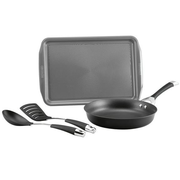 Circulon Symmetry 4 Piece Hard-Anodized Nonstick Pots and Pans Set, Black