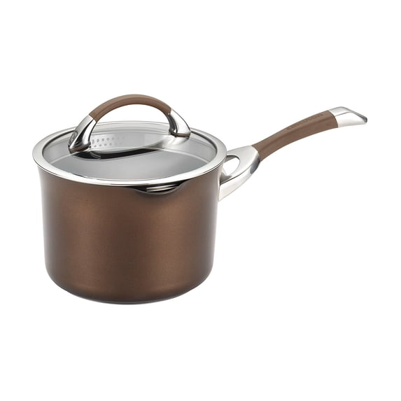 Circulon Symmetry Chocolate 3.5-quart Covered Straining Saucepan