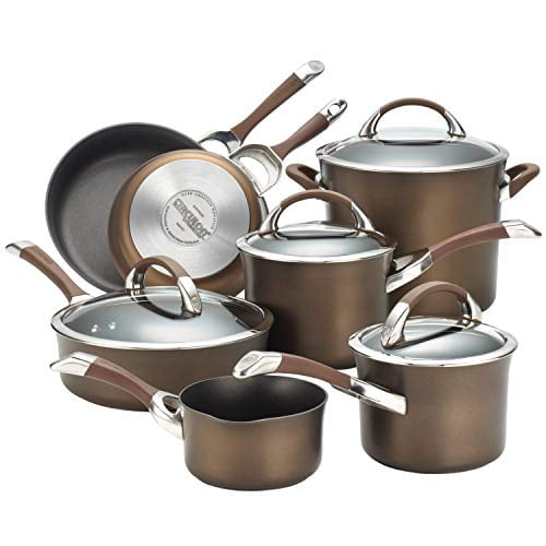 Chocolate Nonstick Aluminum and Stainless Steel 11-Piece Cookware Set