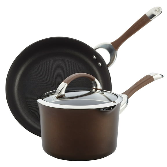 Circulon Symmetry Hard-Anodized Non-stick Cookware Set, 3-Pieces, Chocolate