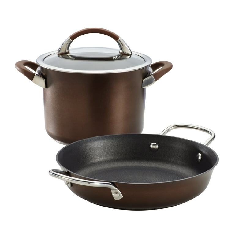 Circulon Symmetry Hard-Anodized Nonstick Cookware Induction Pots and Pans  Set, 3-Piece, Chocolate 