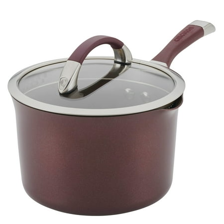 Circulon Symmetry Hard-Anodized Nonstick Induction Saucepan with Straining Lid, 3.5 Quart, Merlot