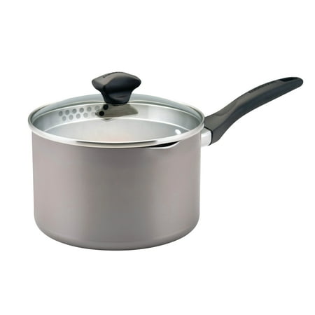Circulon Symmetry Hard-Anodized Nonstick Induction Straining Sauce Pan with Lid, 3.5-Quart, Chocolate