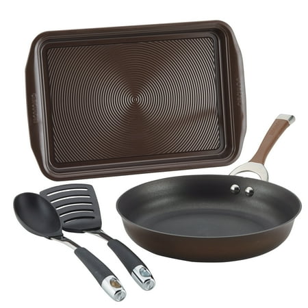 Circulon Symmetry Hard-Anodized Nonstick Weeknight Cookware Induction Pots and Pans Set, 4-Piece, Chocolate