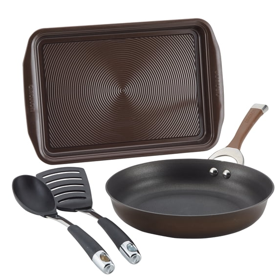Circulon Symmetry Hard-Anodized Nonstick Weeknight Cookware Induction Pots and Pans Set, 4-Piece, Chocolate