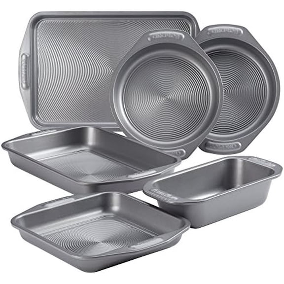 Circulon Total Nonstick Bakeware Set with Nonstick Cookie Sheet, Baking Pan and Bread Pan - 6 Piece, Gray