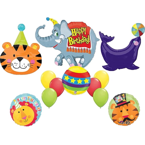 Circus 1st Birthday Theme Party Supplies 11pc Balloon Bouquet Decorations