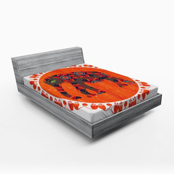 Ambesonne Animal Fitted Sheet, Doodle Vibrant, Full Size, Multicolor