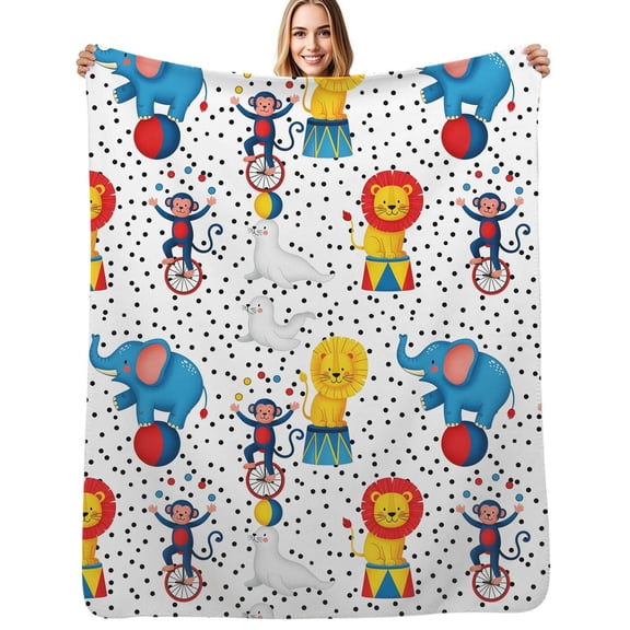 Circus Animals Pattern Print Flannel Blankets Soft Warm Throw Blanket Autumn Camping Bedroom Aesthetic Bedspread