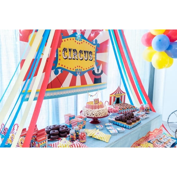 Circus Backdrop 132 x 92 cm Circus Theme Party Supplies | Circus Birthday Party | Carnival Decorations | Boy Baby Shower