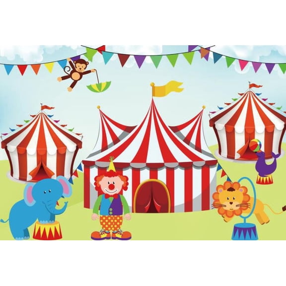 Circus Backdrop Carnival Themed Birthday Party Photo Background Photography Booths Banner Decorations Supplies 7x5ft