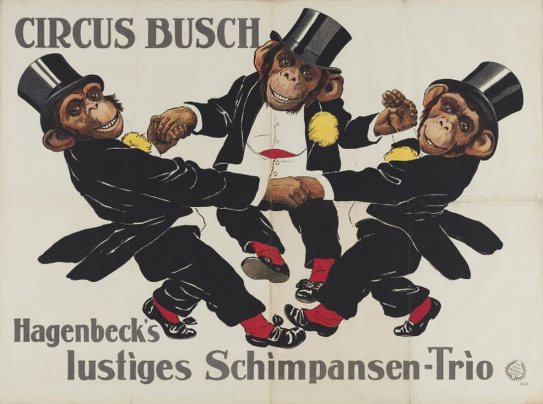 Circus Busch Dancing Monkeys Canvas Art - (24 x 36)
