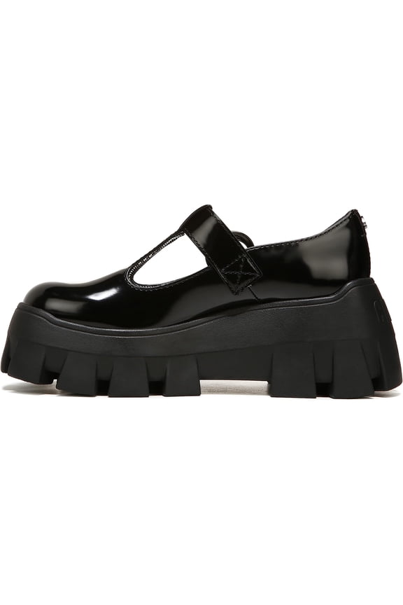 Circus By Sam Edelman Amy Black Rounded Toe Buckle Strap Lug Sole Mules Shoes (Black, 9.5)