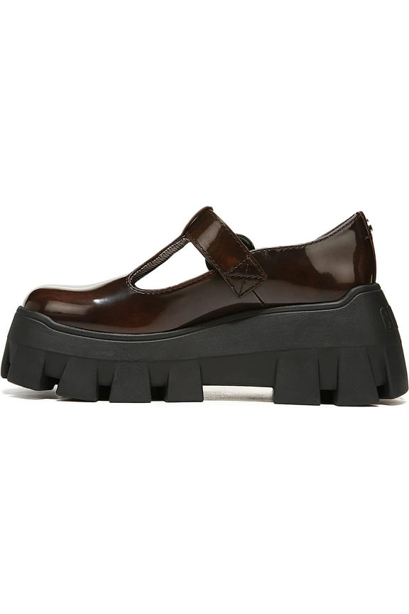 Circus By Sam Edelman Amy Chestnut Rounded Toe Buckle Strap Lug Sole Mules Shoes (Chestnut, 12)