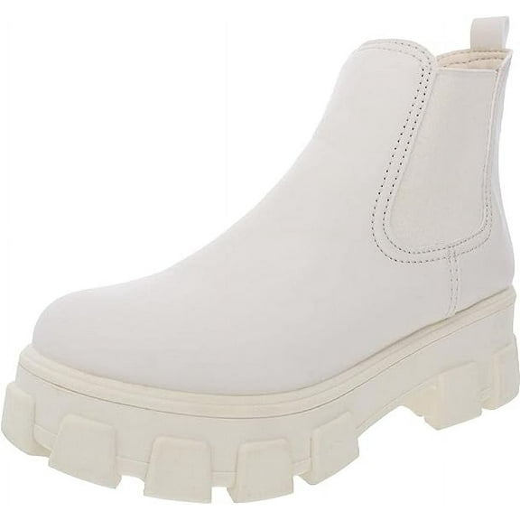 Circus By Sam Edelman Darielle Modern Ivory Leather Round Toe Chunky Sole Boots (Modern Ivory, 9.5)