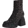 thumbnail image 1 of Circus By Sam Edelman Kia Sequin Black Lace Up Side Zip Block Heel Ankle Boots (Black, 9.5), 1 of 6