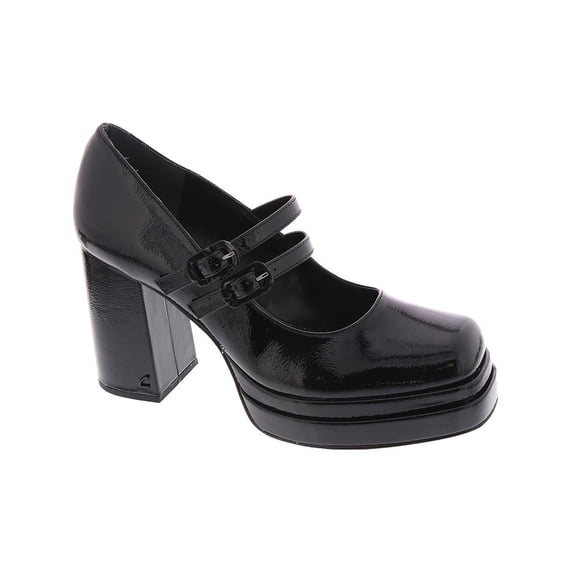 Circus By Sam Edelman Pepper Black Slip On Squared Toe Buckle Strap Heel Pumps (Black, 10)