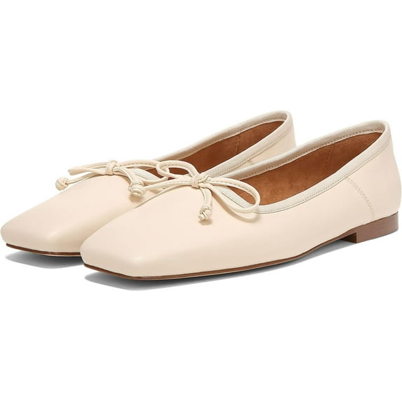 Circus By Sam Edelman Teresa Vanilla Bean Bow Detail Vamp Square-Toe Ballet Flat (Vanilla Bean, 11)