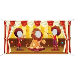Circus Carnival Party Photo Backdrop Carnival Circus Party Decoration Animal Circus Photo Door Banner Circus Theme Photography Background for Carnival Party Games Supplies 70.9x35.4 Inch DIY Lion