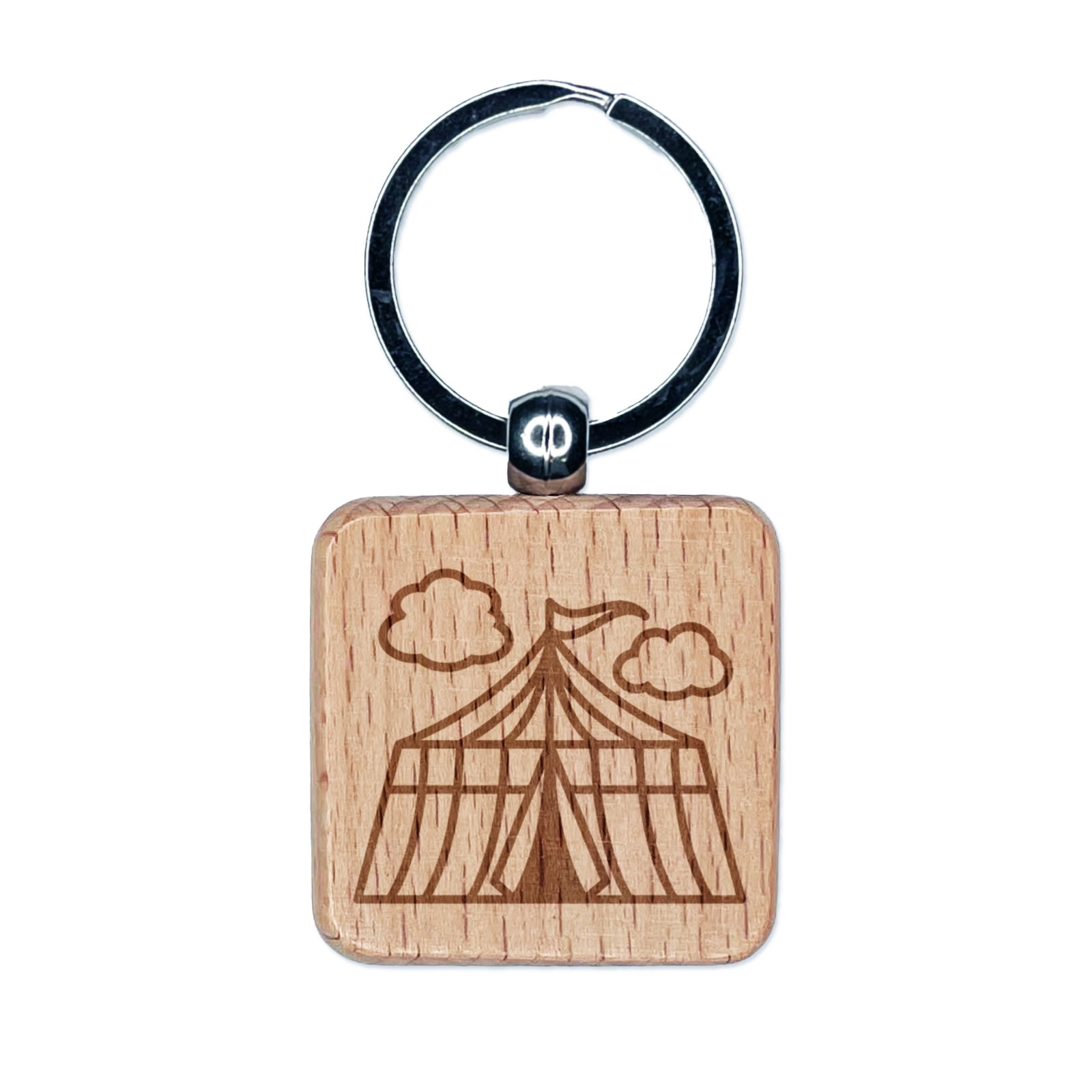 Circus Carnival Tent Square Keychain Charm Tag - Engraved Wood ...