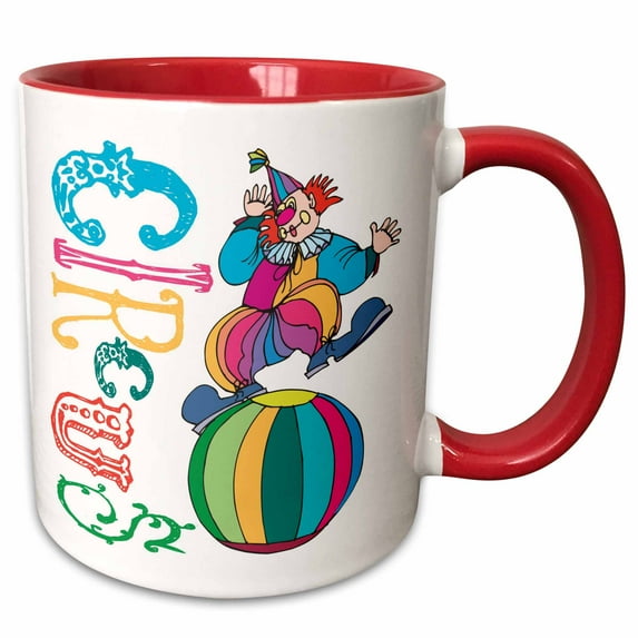 3drose, Circus Clown, 11oz Two-tone Red Mug