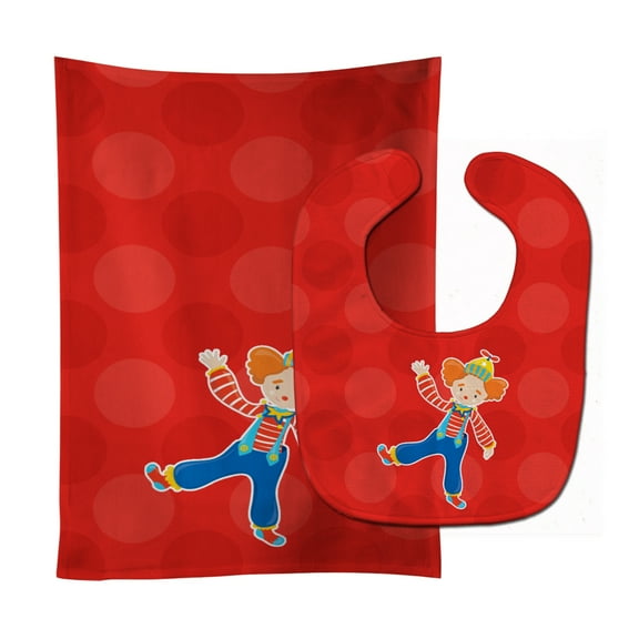 Circus Clown Baby Bib and Burp Cloth